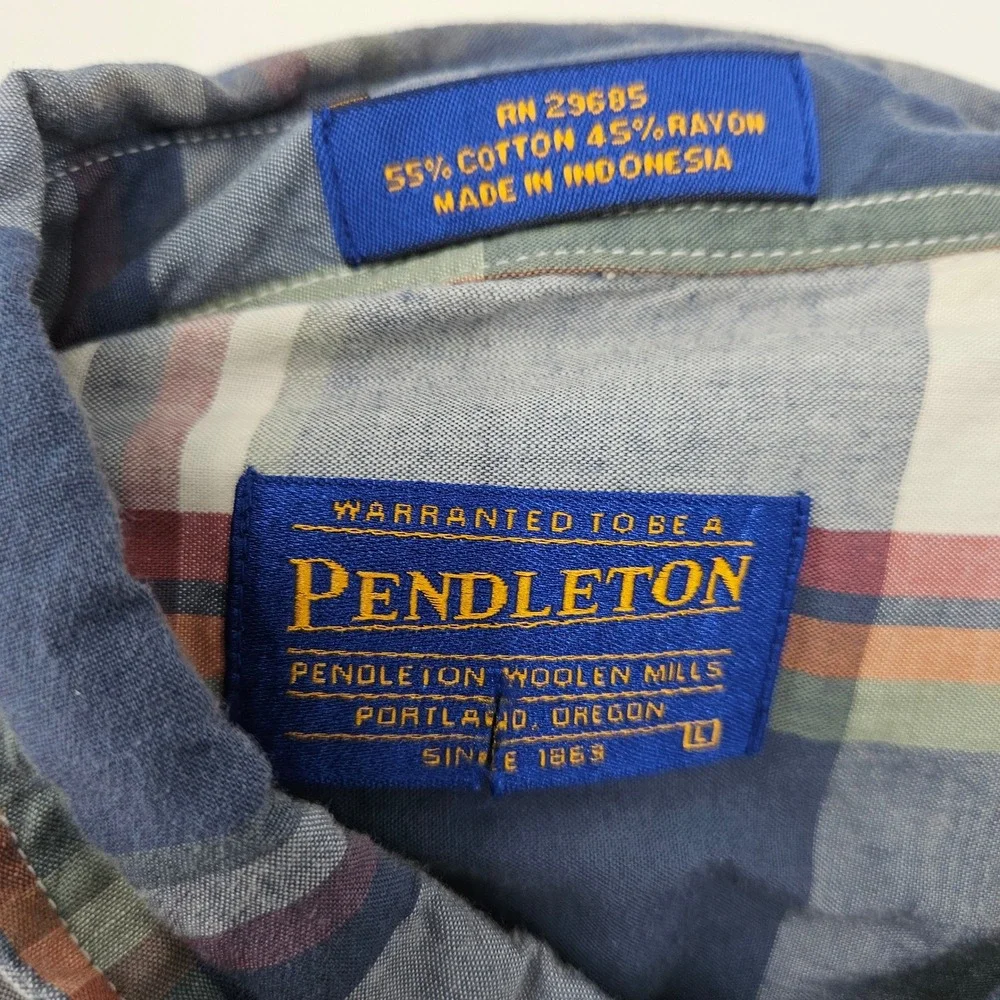 Pendleton Shirt‎ Mens Large Plaid Button Down Short Sleeve Casual FLAWS